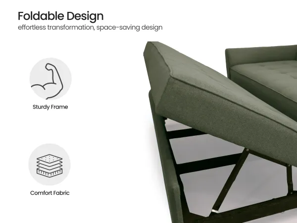 Zenith 2 Seater Sofa Cum Bed in Mineral Green